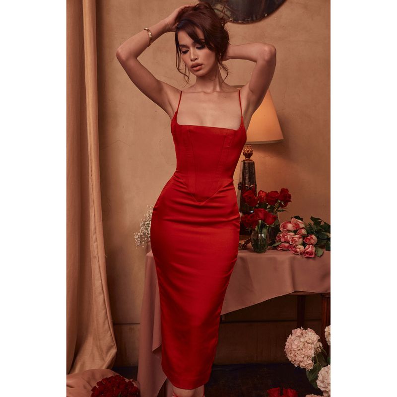 Vestido Midi Ariana Vermelho